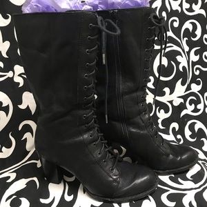 BORN BRAND LEATHER LACE UP BOOTS
